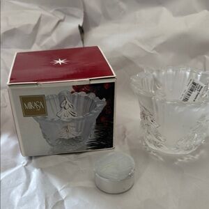 Mikasa White Crystal Candle Holder Elegant Accent Piece